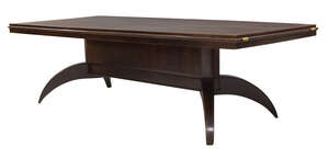 
	
		French Art Deco, a Macassar dining table and eight dining chairs, 
		c.1930,
		The...