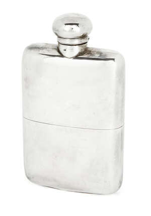 An Edwardian silver hip flask, London, 1902, The Alexander Clark Manufacturing Co., of plain...