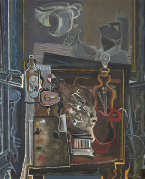 
	
		John Shelton, 
		British, 1923-1993 - 
		 
		The Studio, c.1959; 
		 
		oil on canvas,...