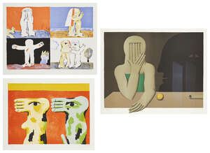 
	
		Horst Antes, 
		German b.1936-
		 
		Zwei Fusse, 1968, Farblitho aus Engel der...