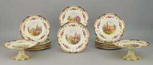 
	
		A Copeland Spode porcelain part dinner dessert service,  20th century, printed and...