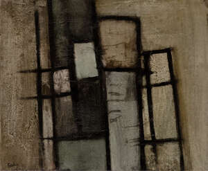 Robert Sadler, British 1909-2001 - Abstract composition, c.1950s; oil on canvas, signed lower...