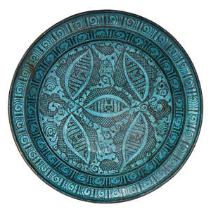 
	
		A large Safavid turquoise and black deep pottery bowl, probably Tabriz, Iran, 17th...