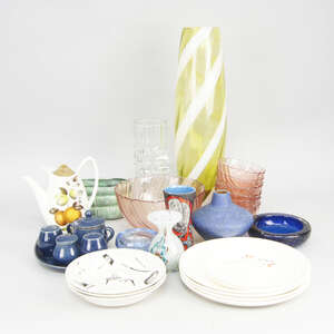 
	
		A large quantity of mid-century tea-ware, ceramics and glass, to include Midwinter and...