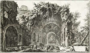 Giovanni Battista Piranesi, 
		Italian 1720-1778- 
		 
		Veduta della fonte e della Spelonche dEgeria fuor della porta Capana or di S.Sebno, [Wilton-Ely 21