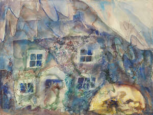
	
		Norman Adams RA RWS, 
		British 1927-2005- 
		The front of the house with the bloom in...
