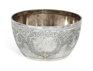 
	
		A bright-cut engraved Victorian silver bowl, Sheffield, c.1895, Atkin Brothers, of...
