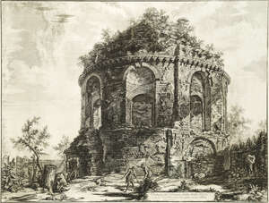 Giovanni Battista Piranesi, 
		Italian 1720-1778- 
		 
		Veduta del Tempio, detto della Tosse su la via Tiburtina un miglio vicino a Tivoli, [Wilton-Ely 20