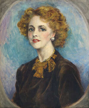 Neville Stephen Lytton, 
		British 1879-1951- 
		 
		Portrait of a lady, half-length, in a brown dress; 
		 
		oil on board, signed, 59.5x49.5cm (ARR)
