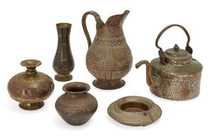 
	
		An assortment of Indian metalwork items, India, late 19th-early 20th century, comprising...