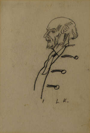 DONATE Attributed to Dame Laura Knight DBE RA RWS, 
		British 1877-1970- 
		 
		Portrait of a man, quarter-length turned to the left in profile;
		 
		c