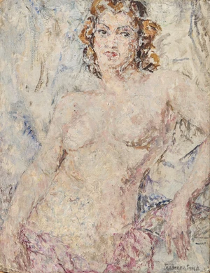 Dorothy Travers Smith ('Dolly Robinson'), Irish 1901-1977 - Nude portrait of a woman; oil on board, signed lower right 'Travers-Smith', 73.5 x 67 cm (ARR) 