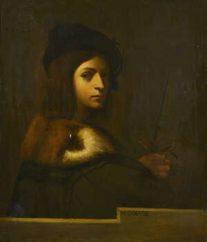 Luigi Bardi, after Sebastiano del Piombo, 
		 
		Italian fl. c.1824-1837- 
		 
		The Violinist; 
		 
		oil on canvas, signed and inscribed (on the rev