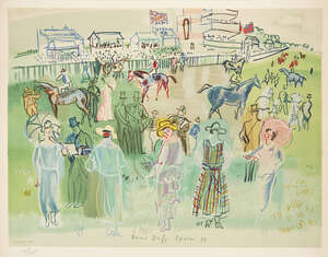 
	
		After Raoul Dufy, 
		French 1877-1953- 
		 
		Epsom, 1939; 
		 
		lithograph in colours...
