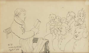
	
		Emily Rebecca Prinsep (1798-1860), William Prinsep and his teachers, 1815, pen, ink and...