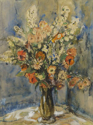 
	
		Maud Frances Eyston Sumner, 
		South African 1902-1985- 
		Still life with flowers in a...