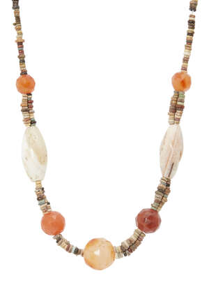 An ancient chalcedony, faience disc bead necklace, 48cm. long
		 
		Provenance: Private collection, Germany acquired prior 1976