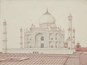 
	
		A Company School architectural study of the Taj Mahal, Delhi, India, circa 1860, gouache...