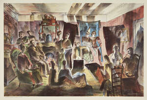
	
		Barnett Freedman CBE RDI,
		British 1901-1958-
		 
		Charade, 1937;
		 
		lithograph in...
