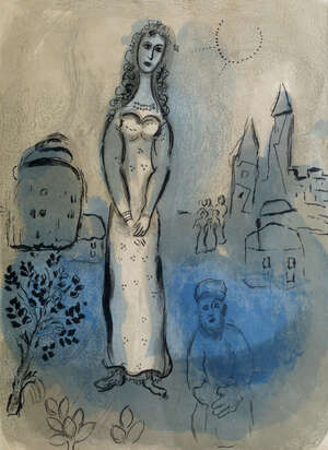 
	
		Marc Chagall, 
		Russian/French 1887-1985-
		Esther, from Drawings for the Bible, 1960;
		