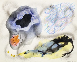 Anthony Benjamin, British 1931-2002 - Two works on paper including 'June, 1963'; crayon, collage and ink on paper, signed, dated and titled lower right 'Ben