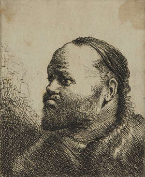 
	
		Follower of Rembrandt van Rijn, 
		Dutch 1606-1669- 
		 
		Head of a bearded man;...