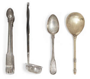 
	
		A George III silver toddy ladle with twisted wooden handle, London, c.1800, Edward...