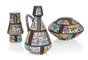 
	
		Bay Keramik, 
		 
		Set of three West German vessels, circa 1960, 
		Glazed and...