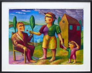 Neil MacPherson RSA RGI,&nbsp;Scottish b.1954 -&nbsp;The Lovers;&nbsp;acrylic on paper, signed lower right...