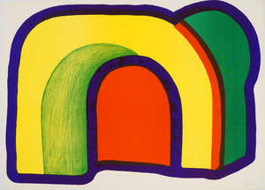 
	
		Sir Howard Hodgkin CH CBE, 
		British 1932-2017-
		 
		Composition with Red (Arch) 1970;...