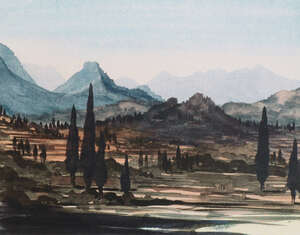 
	
		British School, late 20th Century- Mountain landscape; digital print in colours, signed...