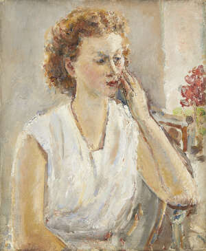 
	
		Dame Ethel Walker DBE ARA, 
		British 1861-1951- 
		Red hair girl, of Robin Hoods Bay;...