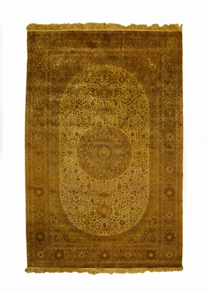 A Chinese silk rug, of Isfahan design, last quarter 20th century, the central field with floral...