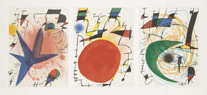 Joan Miró, Spanish 1893-1983, The Green moon, 1972; Le Soleil Rouge (The Red Sun); The Blue Star, 1972; 