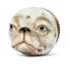 
	
		A Continental porcelain and gilt-metal bonbonniere, probably Copenhagen, early 19th...