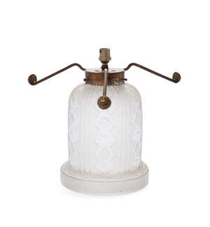 
	
		Daum, an Art Deco frosted glass lamp base (no shade)
		c.1930, engraved Daum Nancy...
