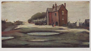
	
		Laurence Stephen Lowry RBA RA, 
		British 1887-1976- 
		 
		The Lonely House;
		 
		