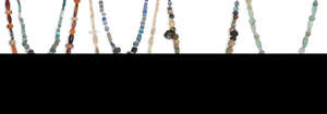 
	
		Seven strings of hardstone, glass, calcite and glazed faience beads
		Circa 1st...