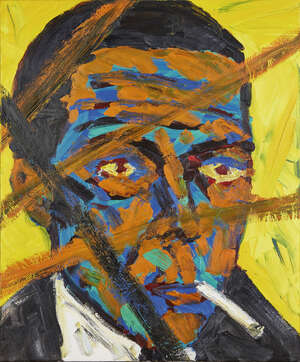 
	
		Friedemann Hahn, 
		German b.1949- 
		
		E.L. Kirchner mit Zigarette, 1985;
		
		oil on...