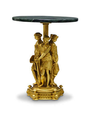 
	
		A gilt metal figural group, 20th Century, with classical figures portraying Art, Industry...