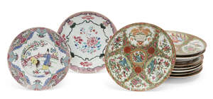 
	
		Eleven Chinese porcelain plates, 18th century - early 20th century, to include an Islamic...