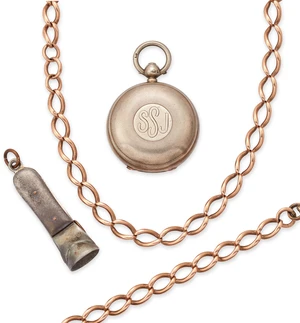A small group of jewellery,&nbsp;comprising: two lengths of 9ct gold curb chain, with later...