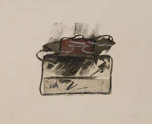 
	
		Antoni Tapies,
		Spanish 1923-2012-
		 
		Flacon, 1984;
		 
		etching printed in colours...