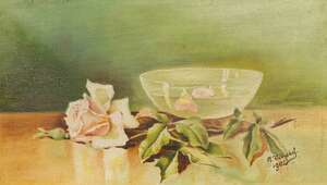 
	
		F Vdersky, Eastern European School, early 20th century- Still life with roses and a bowl...