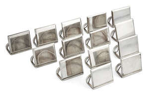 
	
		A set of fourteen place card holders, stamped sterling 950, each designed as a...
