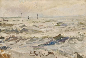 Dame Ethel Walker, British 1861-1951 - Seascape - Study (with 'Coastal study' on the reverse); oil on board, 23.3 x 33.6 cm Provenance: the Studio of the 