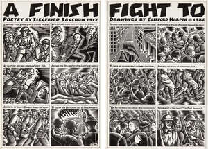 
	
		Clifford Harper, 
		British b.1949 - 
		 
		Fight to a Finish, Drawings by Clifford...