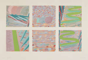 John Loker, 
		British b.1938- 
		 
		Green Lanes, 1982; 
		 
		screenprint in colours with embossing on wove, signed, dated and numbered 21/200 in penc