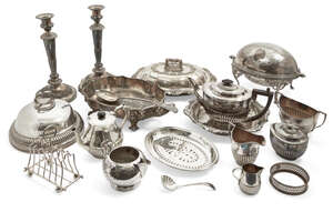 
	
		A Victorian silver tea pot, Birmingham, c.1881, Elkington & Co., and a matched cream jug,...
