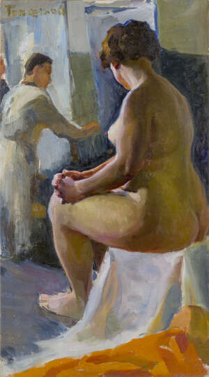 Dmitry Aleksandrovich Toporkov, 
Russian 1885-1937- 
 
Artist and his Model, circa 1910; 
 
oil on...